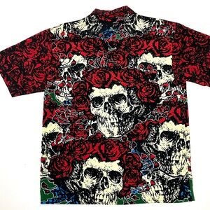 VTG Greatful Dead BERTHA SKULL Button Up By Dragonfly Clothing Mens Sz XL RARE*